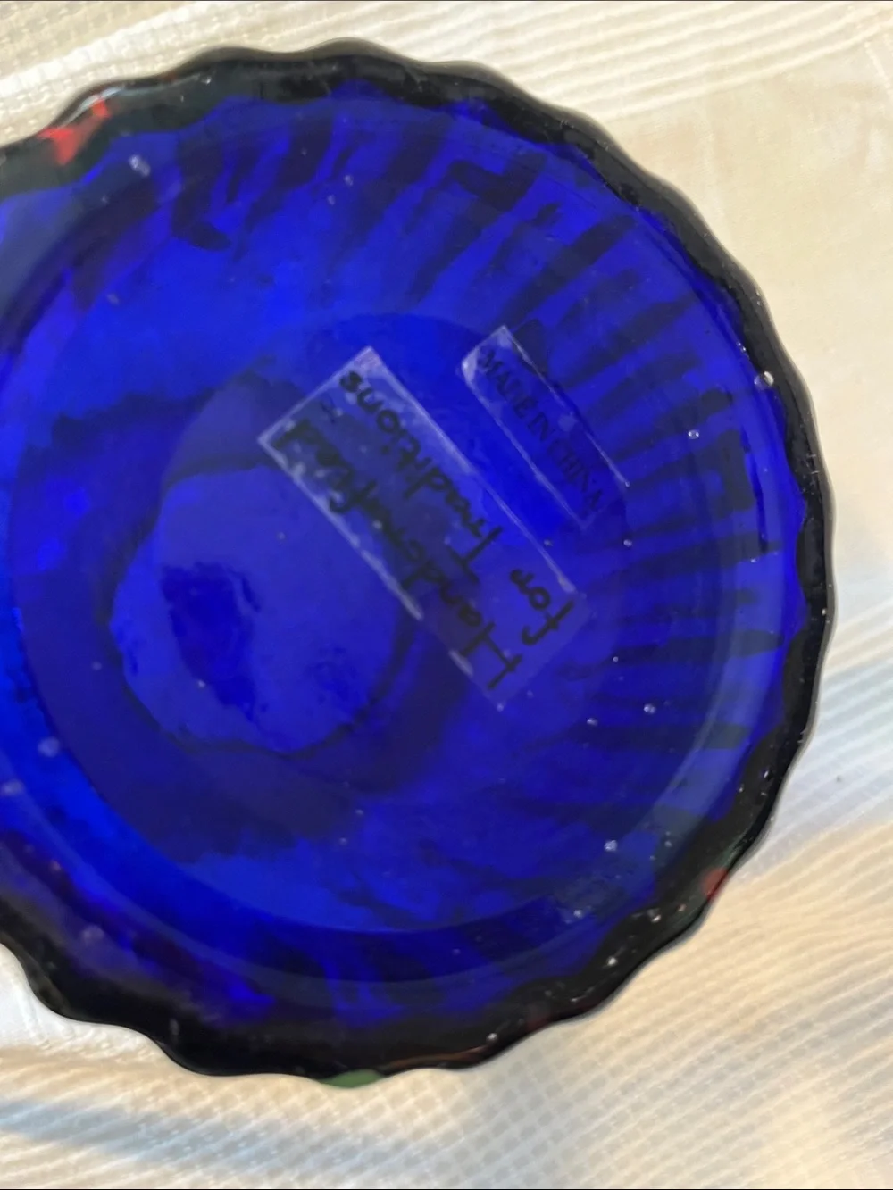 Cobalt Blue Ribbed Glass Vase -m